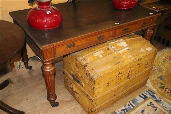 Large Victorian oak two drawer table